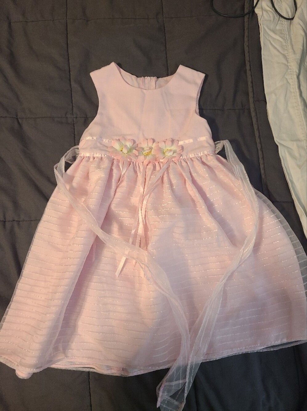 Girls Pink Floral Sash Party Dress